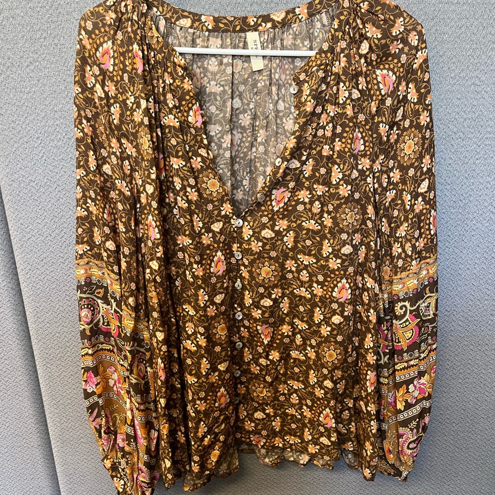 Spell Brown Floral Blouse XXL